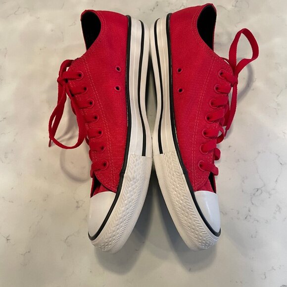 Converse All Star Casual Lo Cut Lace Up Textile Sneakers Red & Wht 8.5M/10.5 W - Picture 3 of 14